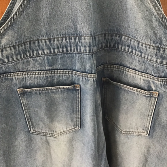 Cider Overalls Wm 1XL Wide Leg Lightwash Denim Jean One Piece Pocket Suspenders - Picture 5 of 7